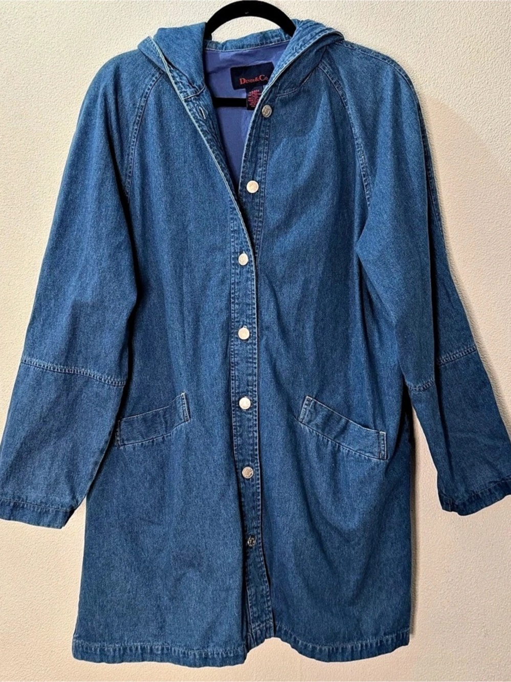 Denim & Co. Women's Blue Denim Hooded Jacket Size Large